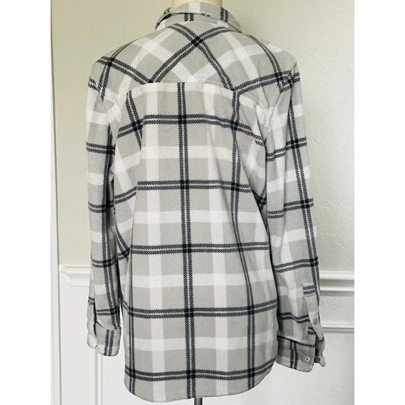 O'Neill Soft Plaid Fleece Shacket Top Pockets - Picture 11 of 12
